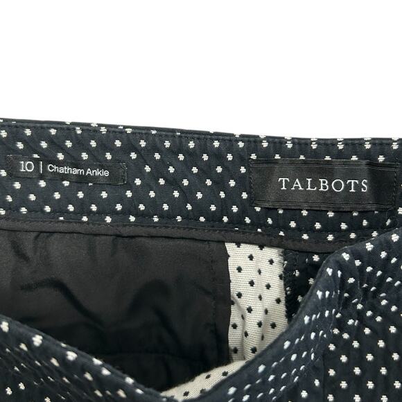 Talbots Chatham Ankle Pants Women's Sz 10 Black White Spotted Modern Chic Retro - Picture 3 of 6